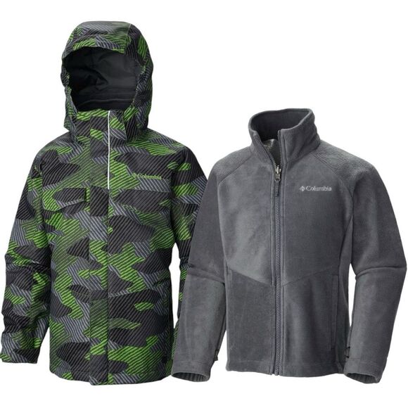 Columbia Interchange Green & Gray Snow Ski Jacket With Fleece Size Youth XS